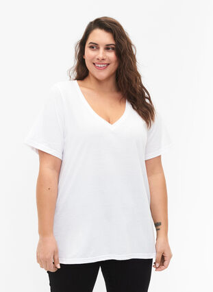 Flash - koszulki 2-pack z dekoltem w szpic, White/Black, Model image number 0