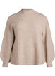 Prazkowany sweter z bufiastymi rekawami i guzikami, Beżowy, Packshot image number 0