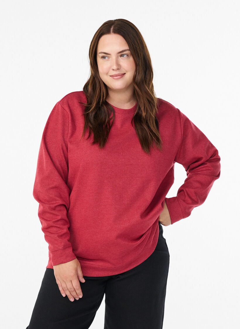 Bluza z okraglym dekoltem, Czerwony, Model image number 0
