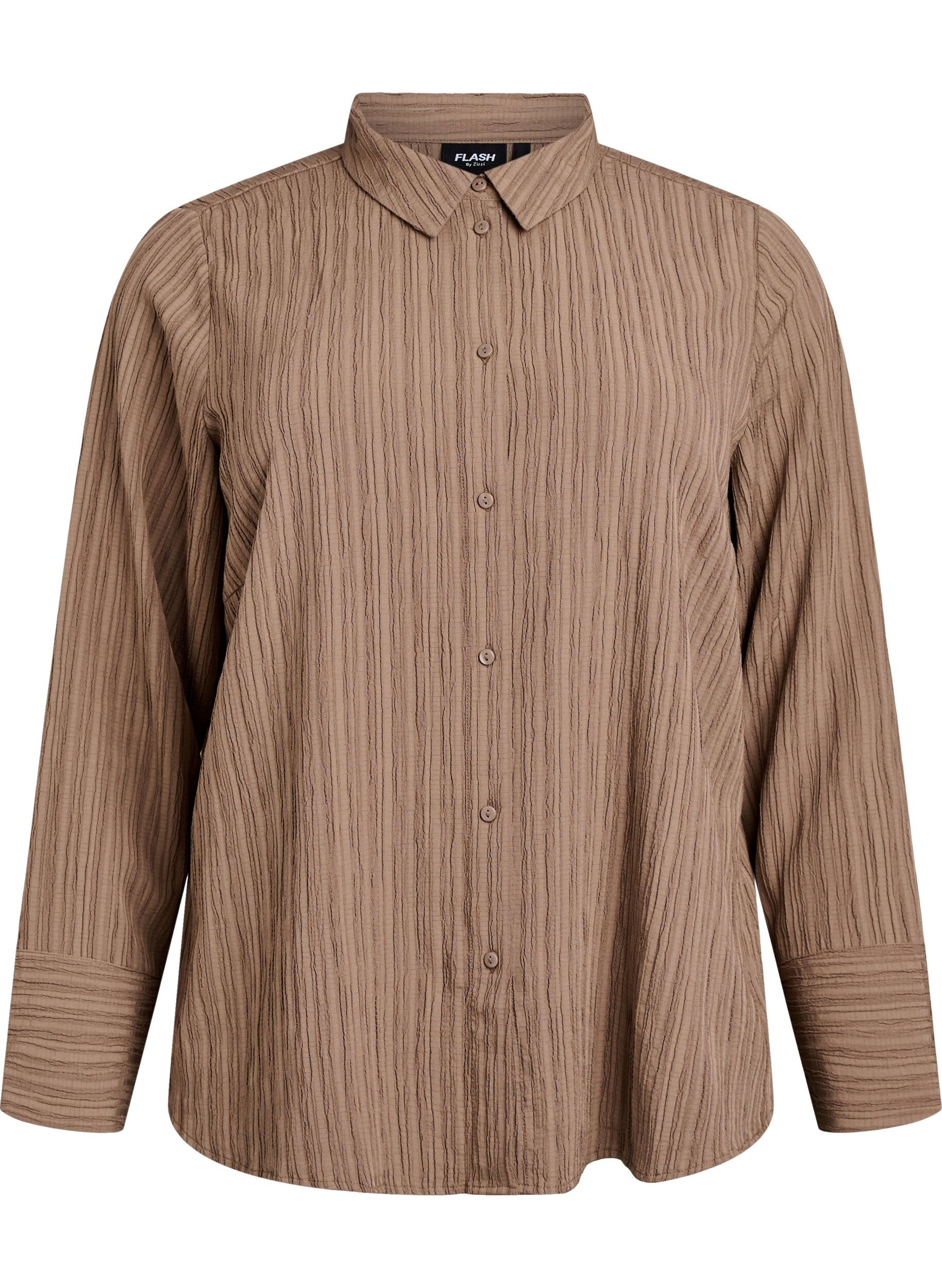 Zizzi FLASH - Koszula z faktura, Brązowy, Packshot image number 0