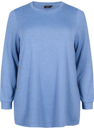 Melanzowa bluzka z guzikami, Colony Blue Melange, Packshot image number 0