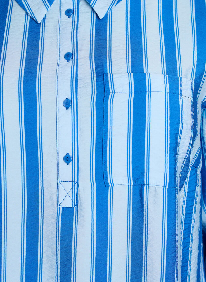 Kr&oacute;tka sukienka z kolnierzykiem i kieszenia na piersi, Niebieskie, Packshot image number 2