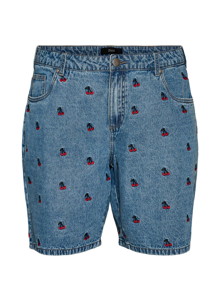 Naszyte szorty jeansowe, Niebieskie, Packshot image number 0