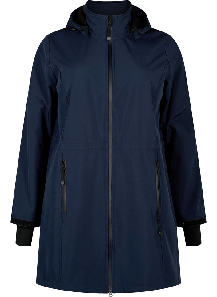 Kurtka softshell z odpinanym kapturem, Niebieskie, Packshot image number 0