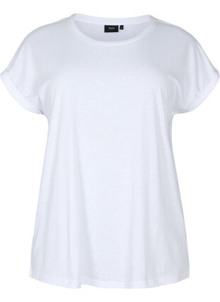Koszulka z krótkimi rekawami wykonana z mieszanki bawelny, Bright White, Packshot image number 0
