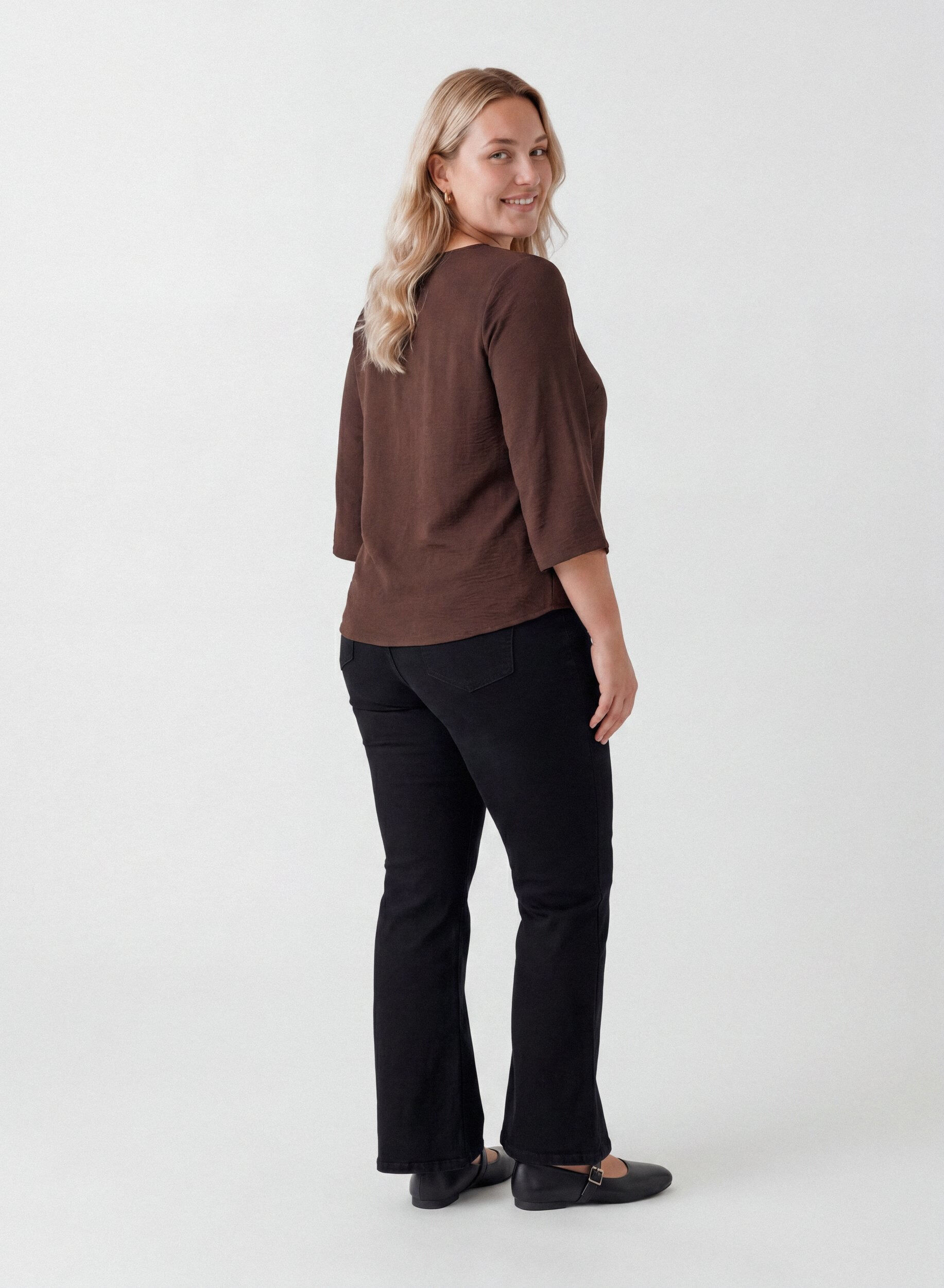 ZizziBluzka z rekawem 3/4, Brązowy, Model image number 2
