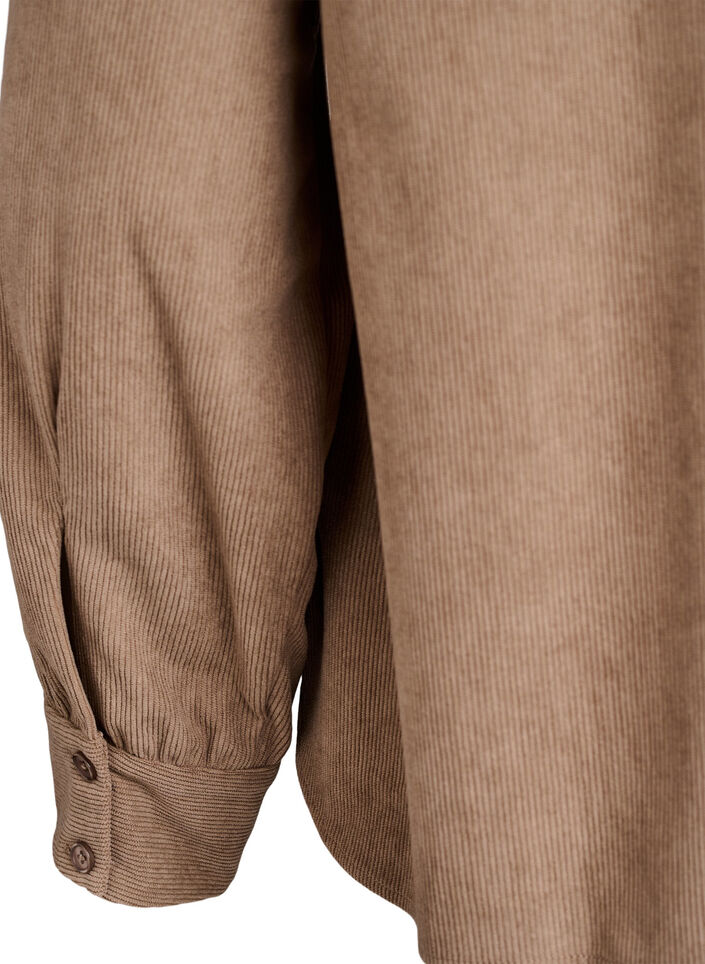 Sztruksowa bluzka z dlugim rekawem, Brązowy, Packshot image number 3