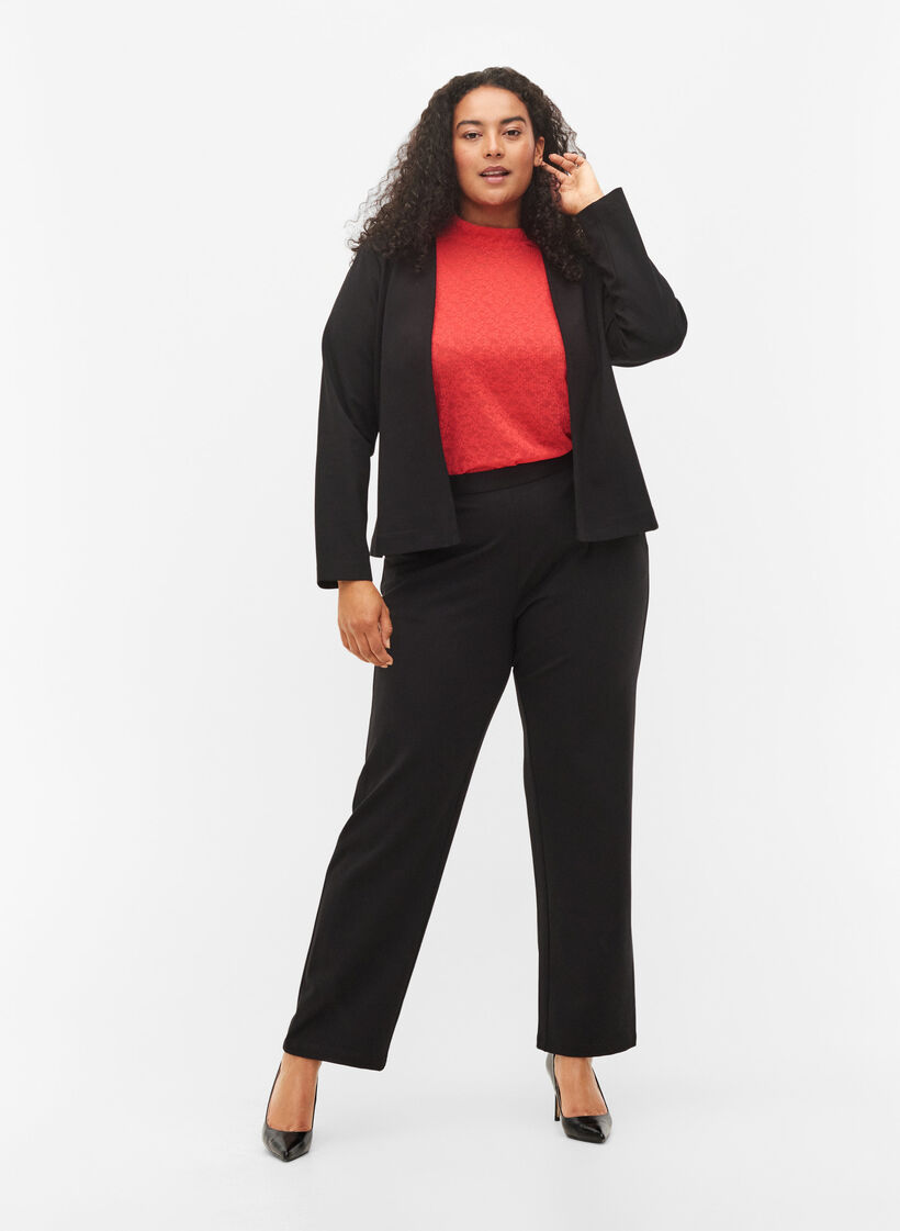 Dopasowana koronkowa bluzka z dlugimi rekawami, Hibiscus, Model image number 2