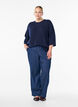 Prazkowany sweter z rekawami 3/4, Niebieskie, Model image number 1