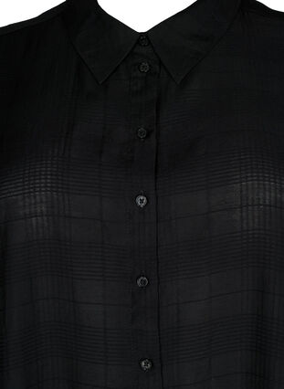 Wiskozowa koszula o przedluzonym kroju z faktura, Black, Packshot image number 2
