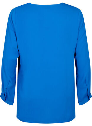 Jednokolorowa koszula z dekoltem w szpic, Princess Blue, Packshot image number 1