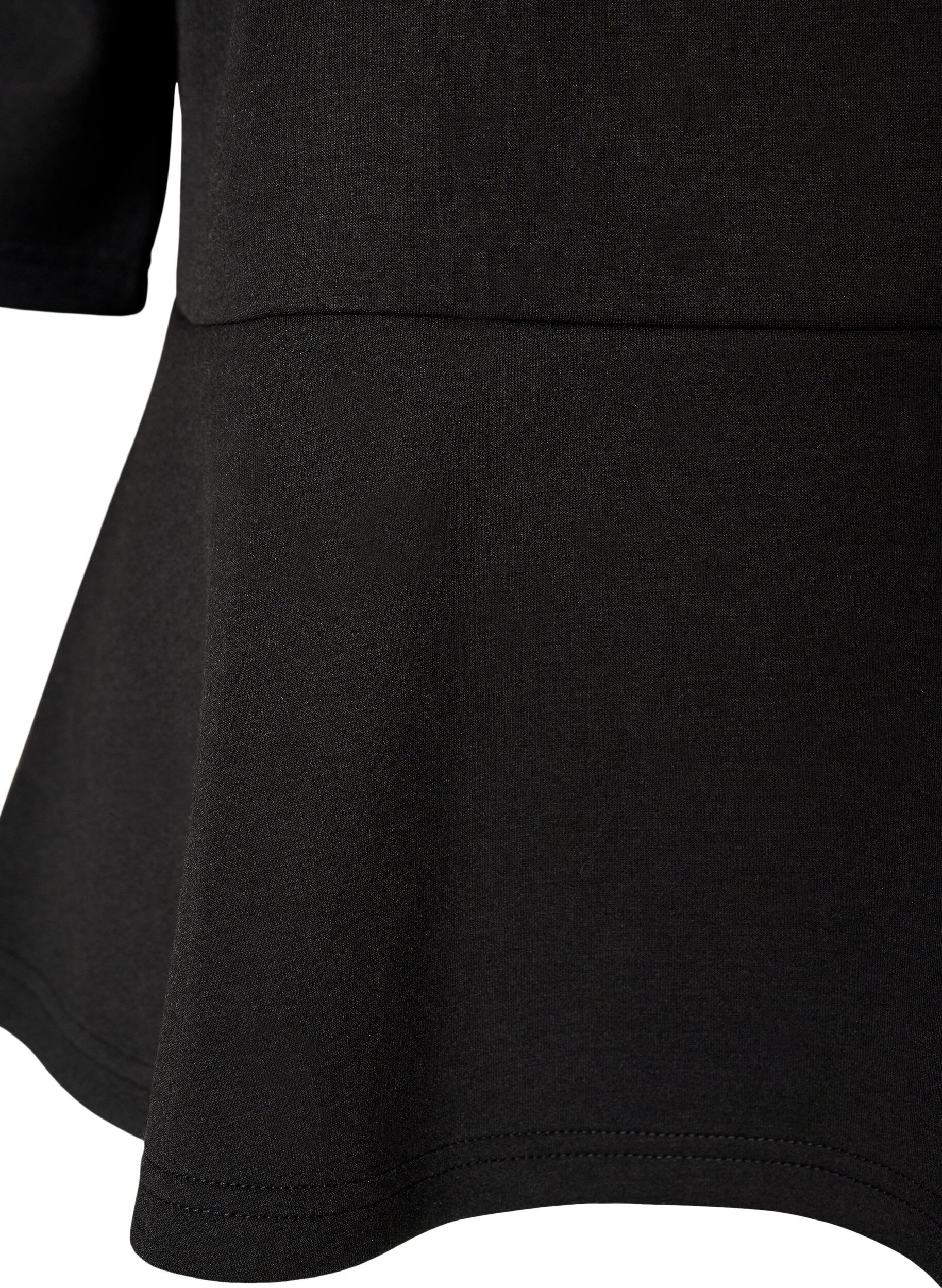 ZizziBluzka peplum z rekawami do lokcia, Czarne, Packshot image number 3