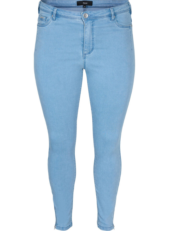 Jeansy Amy nad kostke z suwakiem, Niebieskie, Packshot image number 0