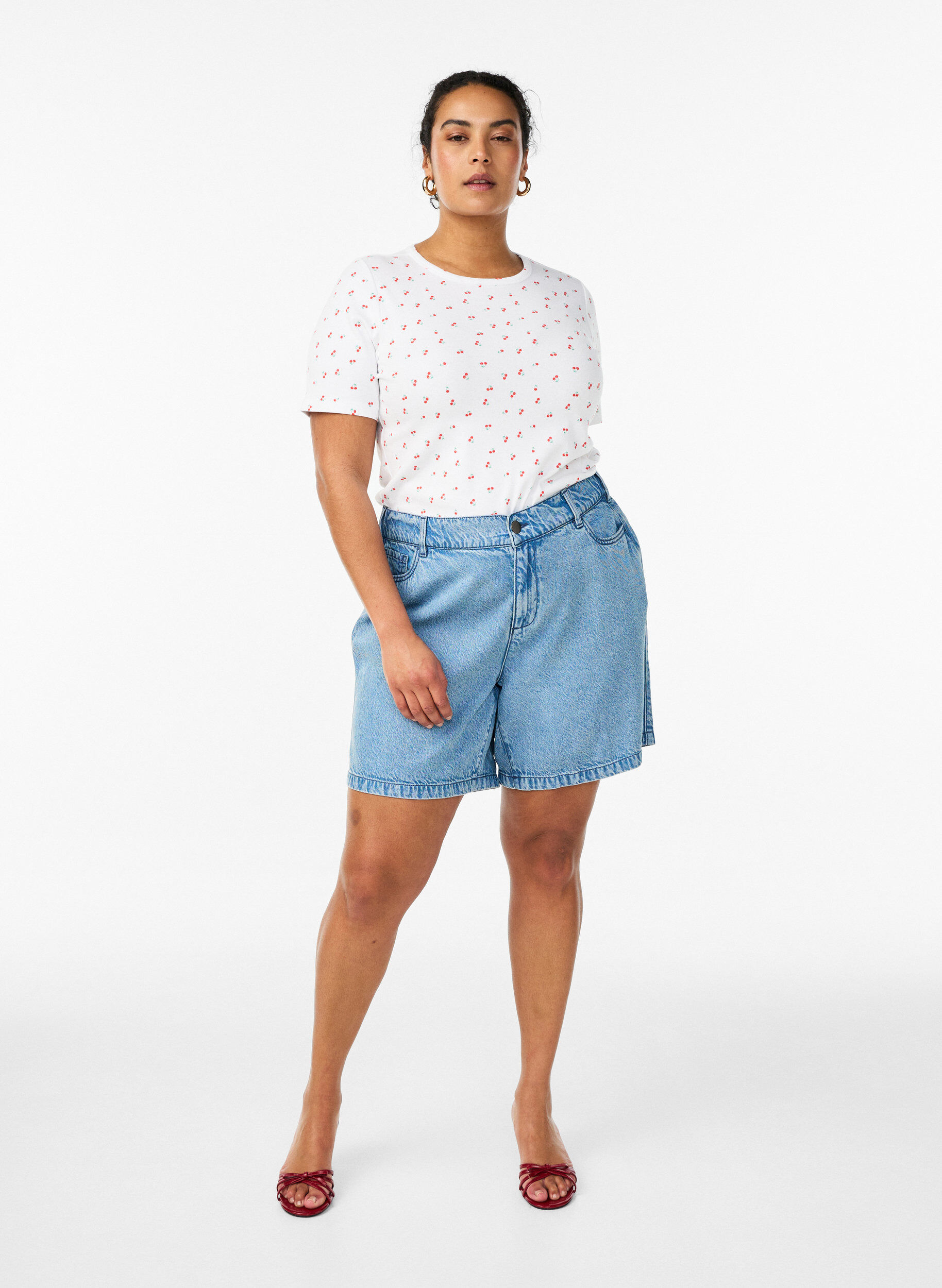 Zizzi Koszulka bawelniana z nadrukiem na calej powierzchni, Biały, Model image number 1