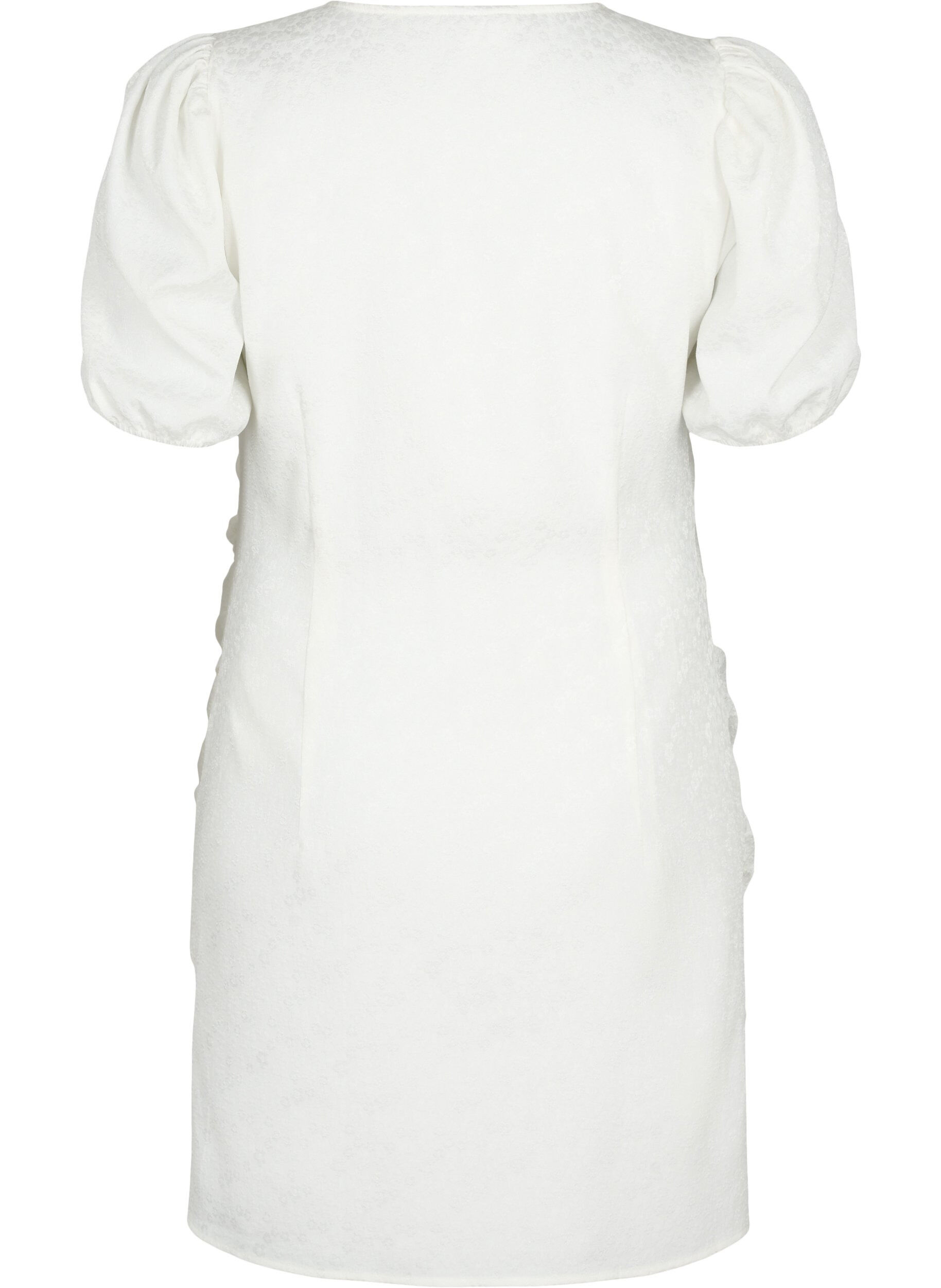 Zizzi Short sleeve dress with draping, Bright White, Packshot image number 1