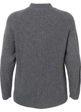 Sweter z golfem o prazkowanej fakturze, Dark Grey Melange, Packshot image number 1