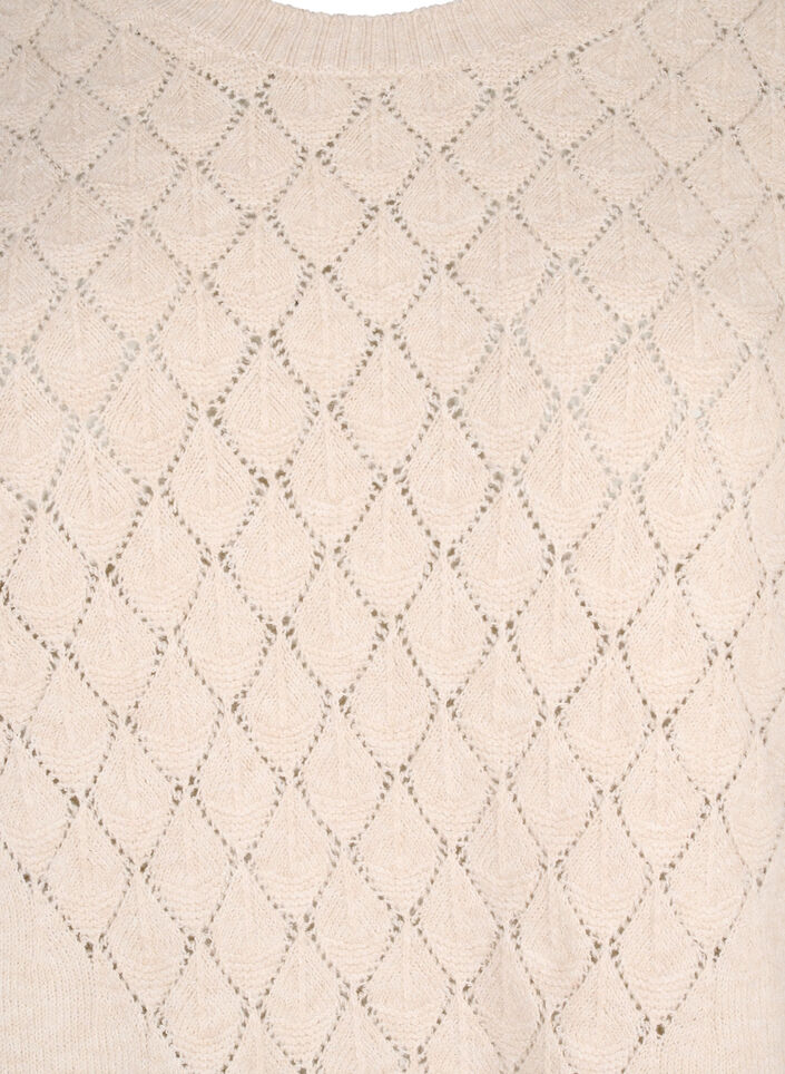 Dzianinowa bluzka z koronkowym wzorem, Pumice Stone Mel., Packshot image number 2