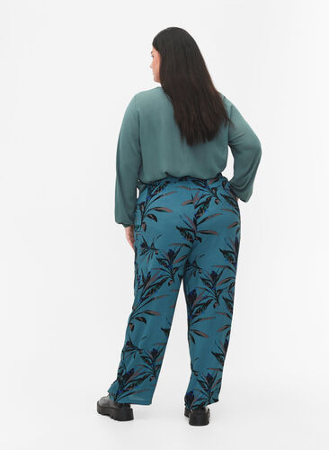Luzne spodnie z wiskozy z nadrukiem, Sea Pine Leaf, Model image number 1