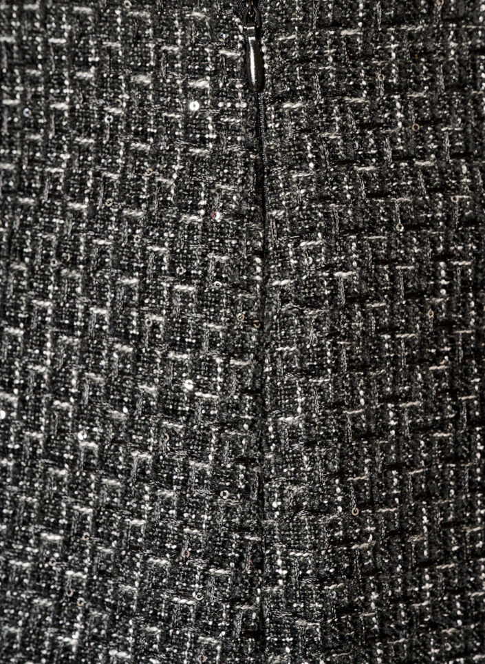 Kr&oacute;tka sp&oacute;dnica boucl&eacute; z cekinami, Czarne, Packshot image number 3