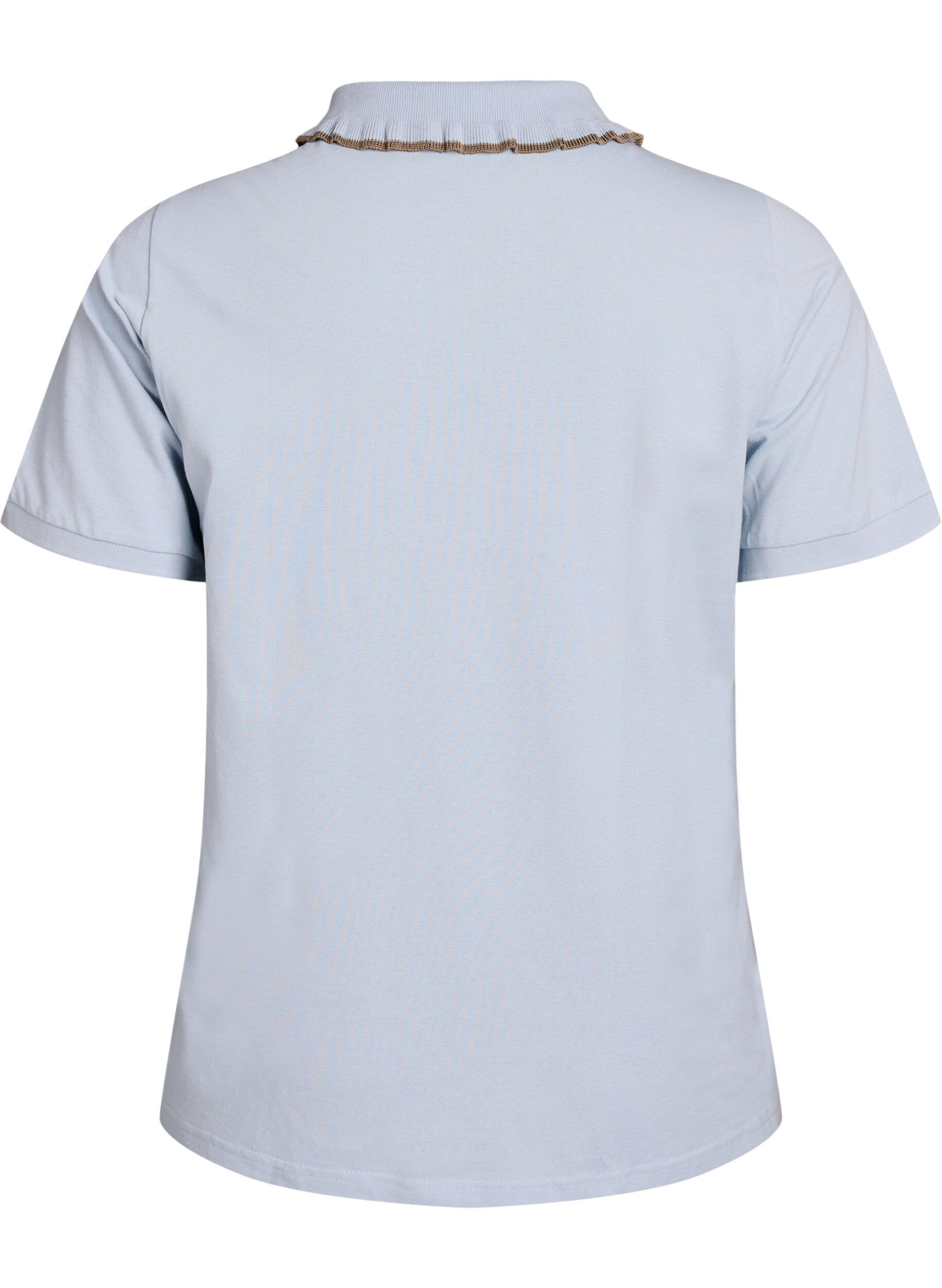 Zizzi Koszulka polo z guzikami z krysztalk&oacute;w i falbanka, Niebieskie, Packshot image number 1