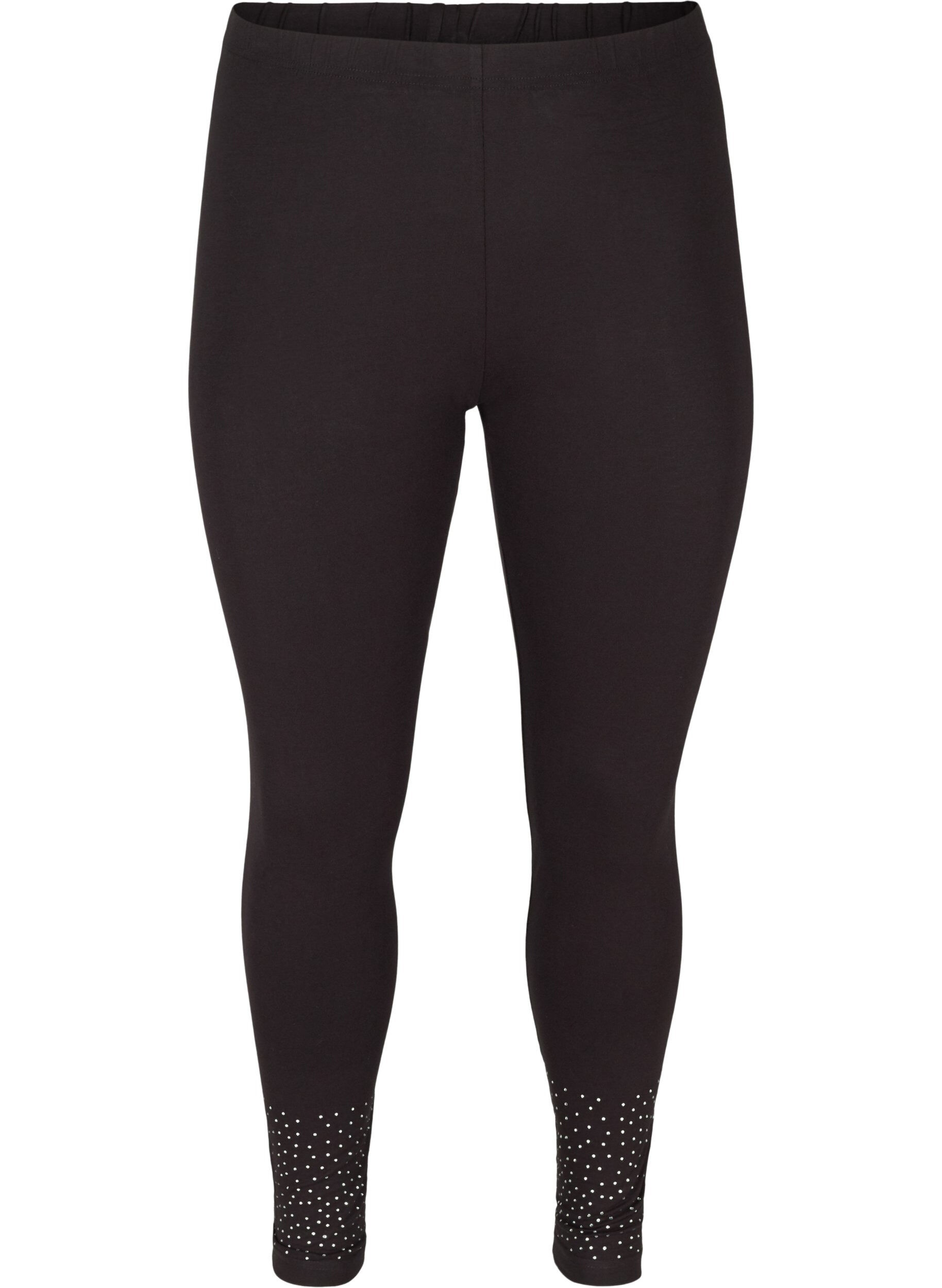 Zizzi Viscose blend leggings with decorative rhinestones, Black, Packshot image number 0