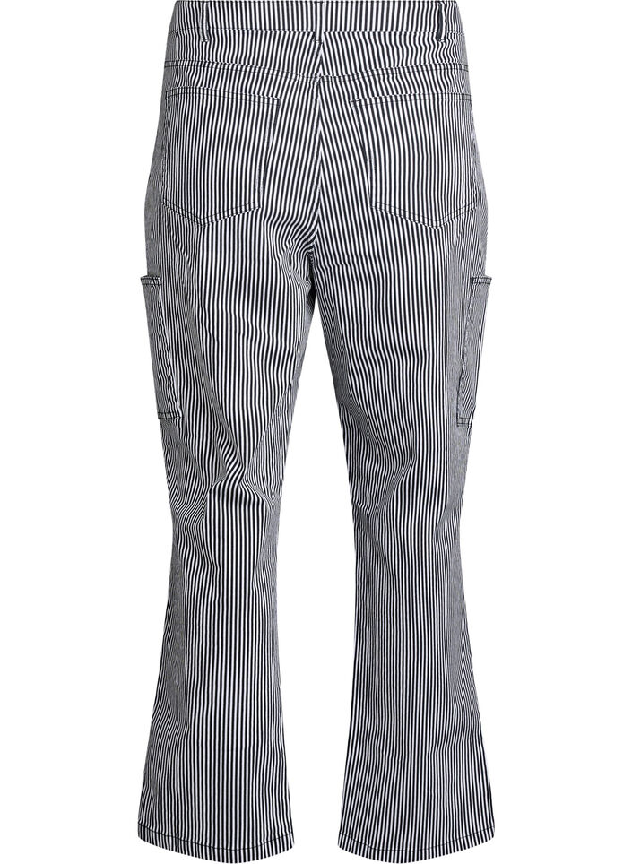  Jeansy cargo z wysokim stanem w paski, Czarne, Packshot image number 1