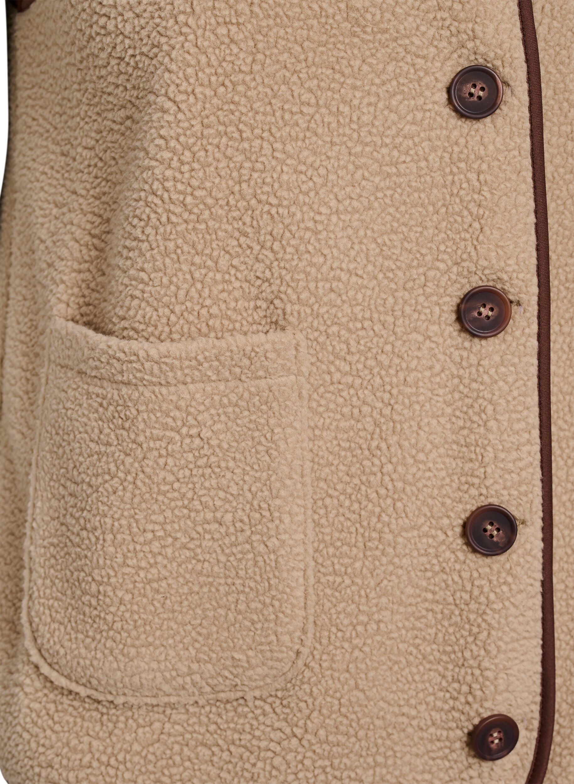 ZizziBezrekawnik z polaru Teddy z kontrastowymi wykonczeniami, Beżowy, Packshot image number 3