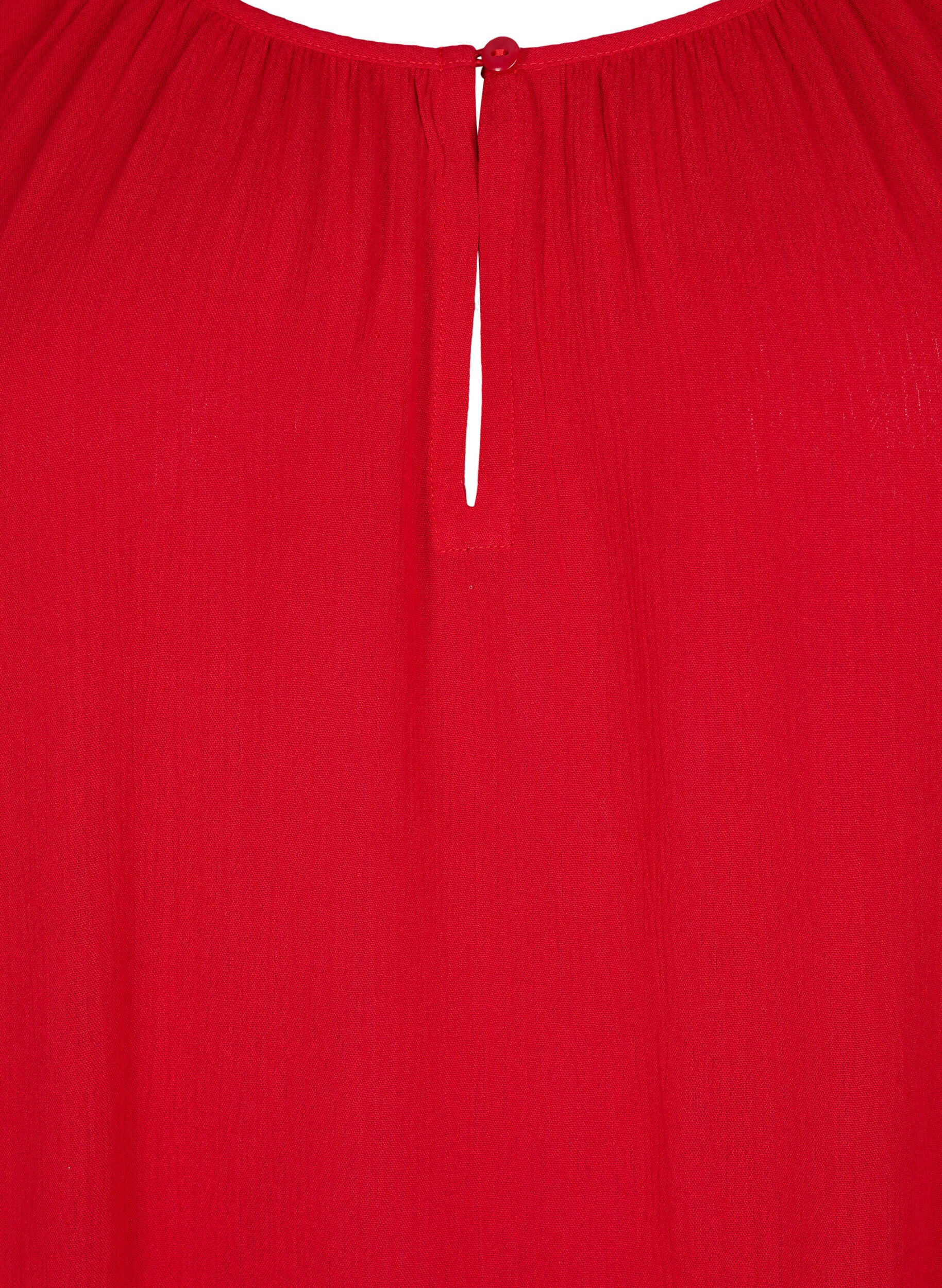 Zizzi Tunika z wiskozy z rekawami 3/4, Czerwony, Packshot image number 2