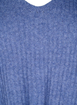 Dzianinowy sweter z rozcieciem, Gray Blue Mel., Packshot image number 2