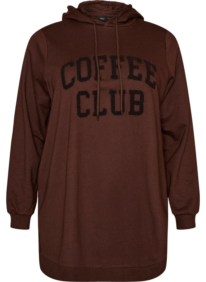 Bluza z kapturem z nadrukiem z tkaniny frotte, Brązowy, Packshot image number 0