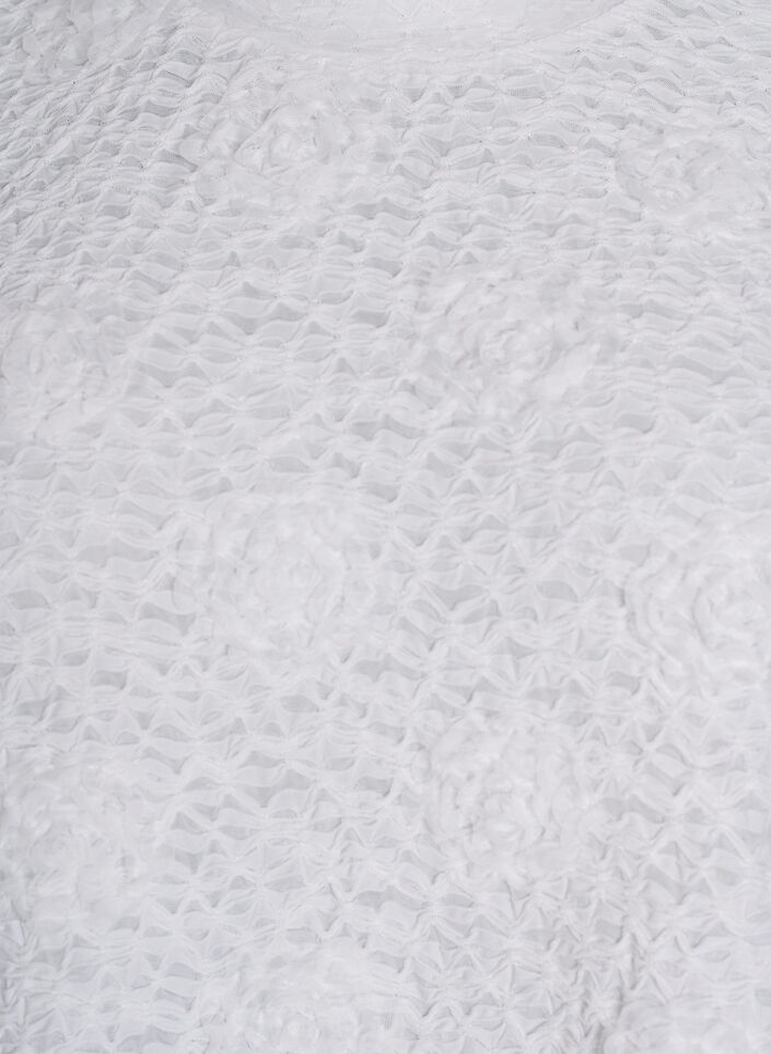 Bluzka z kwiatami 3D i krótkimi rekawami, Biały, Packshot image number 2