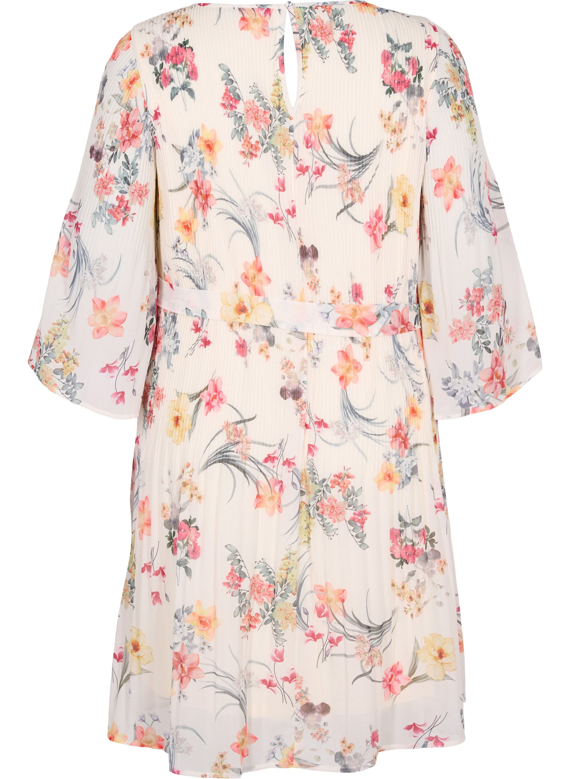 Zizzi Wzorzysta plisowana sukienka z wiazaniem, Sugar Swizzle Flower, Packshot image number 1