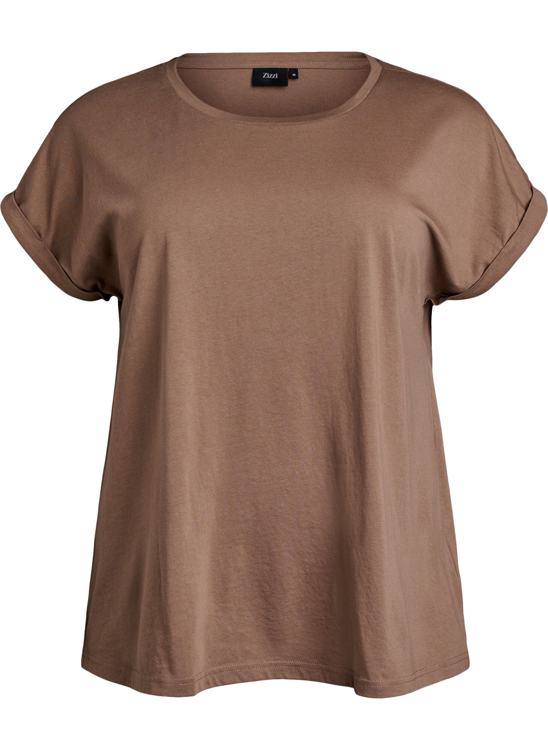 ZizziT-shirt z kr&oacute;tkim rekawem z mieszanki bawelny, Brązowy, Packshot image number 0