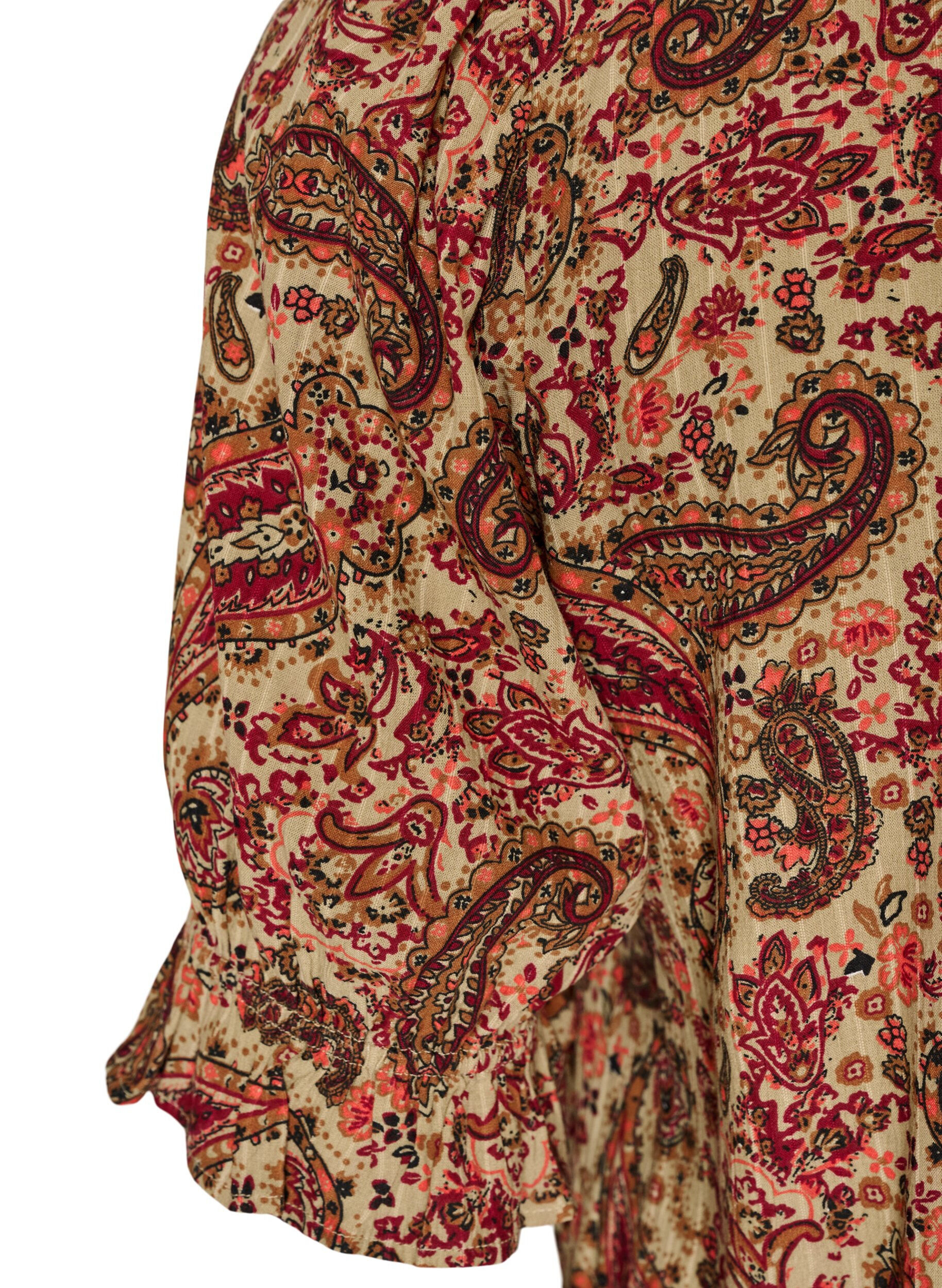 ZizziBluzka z wiskozy z paisley nadrukiem i kwadratowym dekoltem, Brązowy, Packshot image number 3