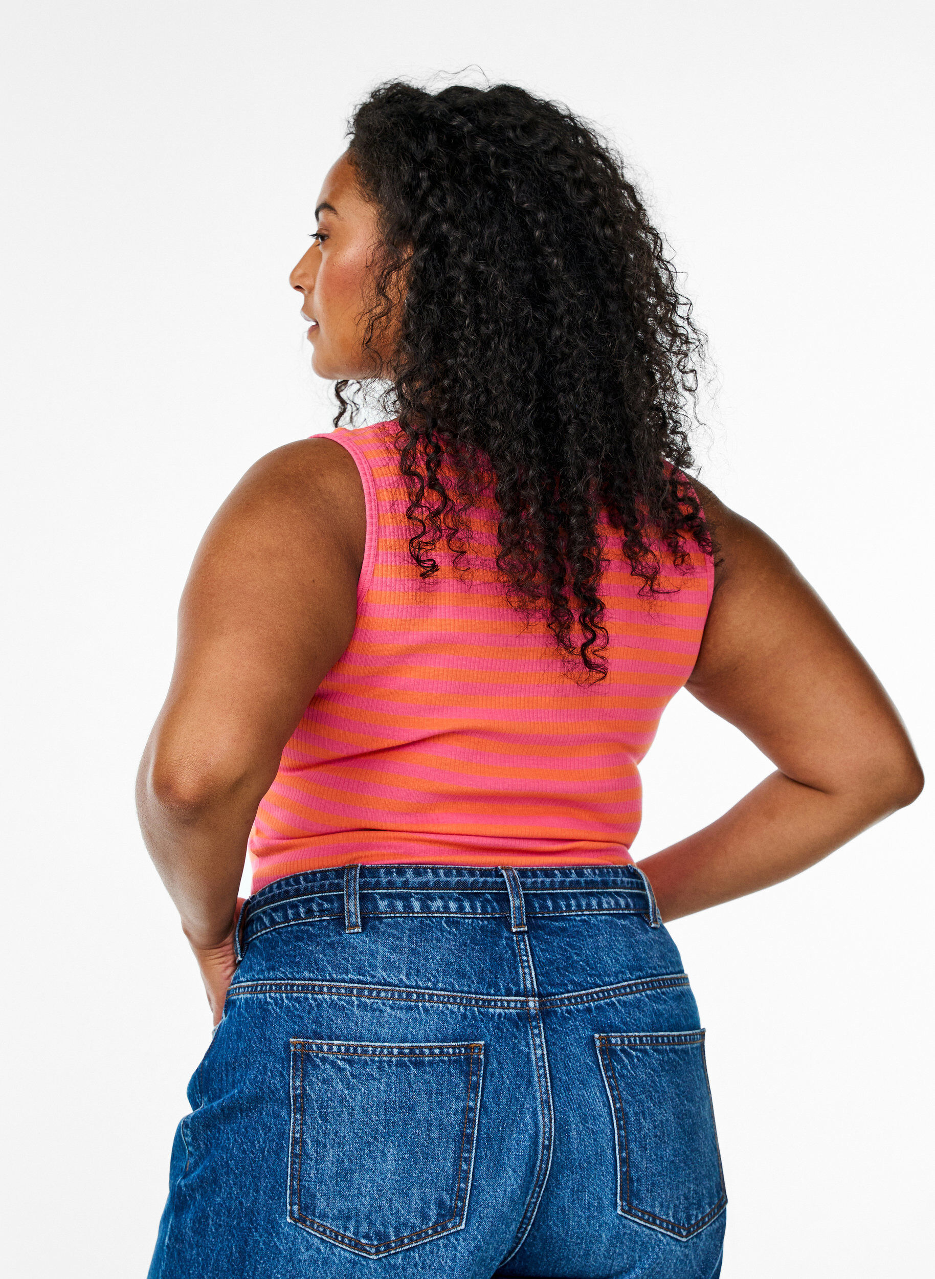 ZizziTank top w paski o prazkowanej strukturze, Czerwony, Model image number 2