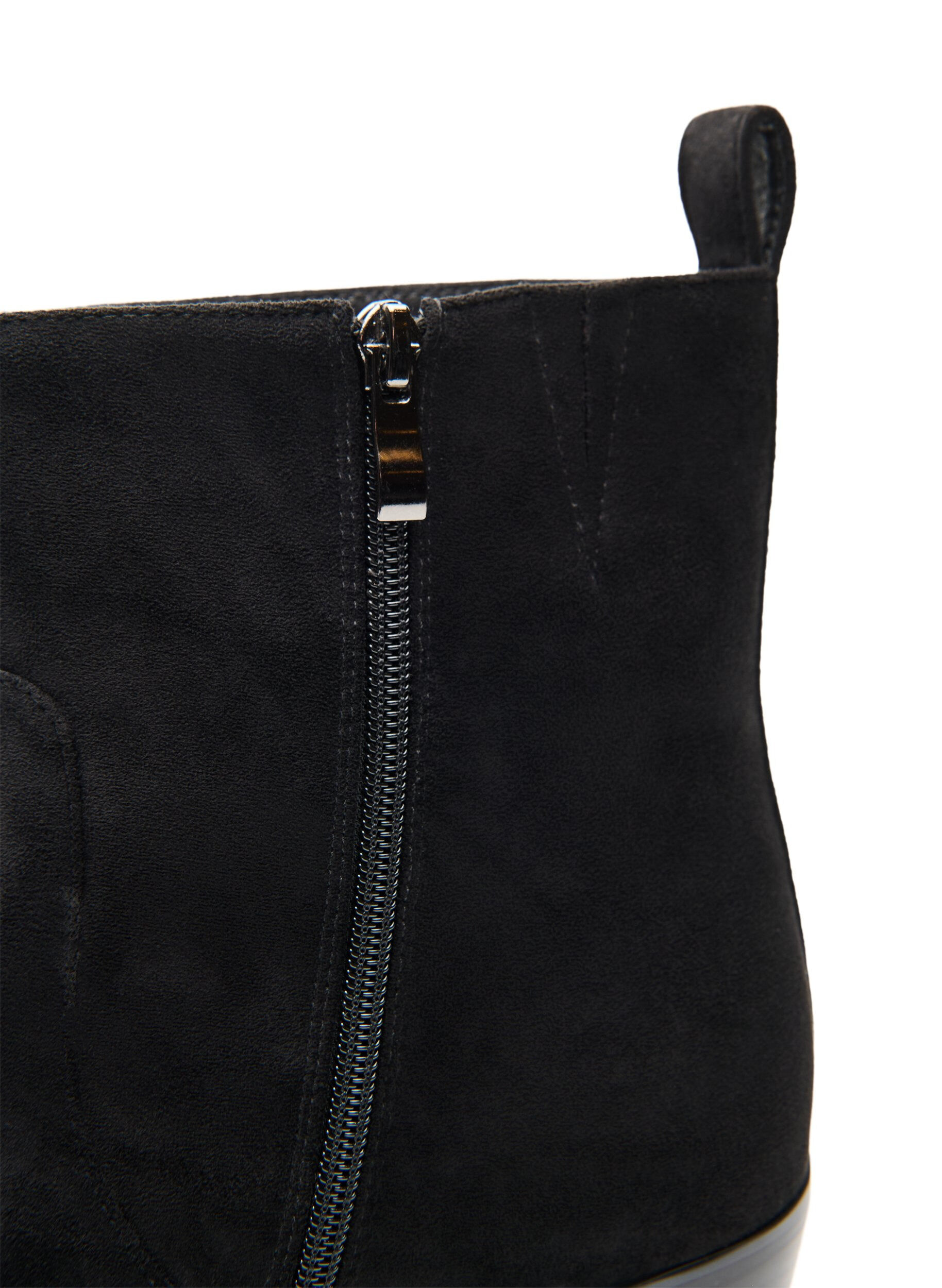 ZizziDlugie buty w stylu zamszowym z odpinanym cholewem, Czarne, Packshot image number 5