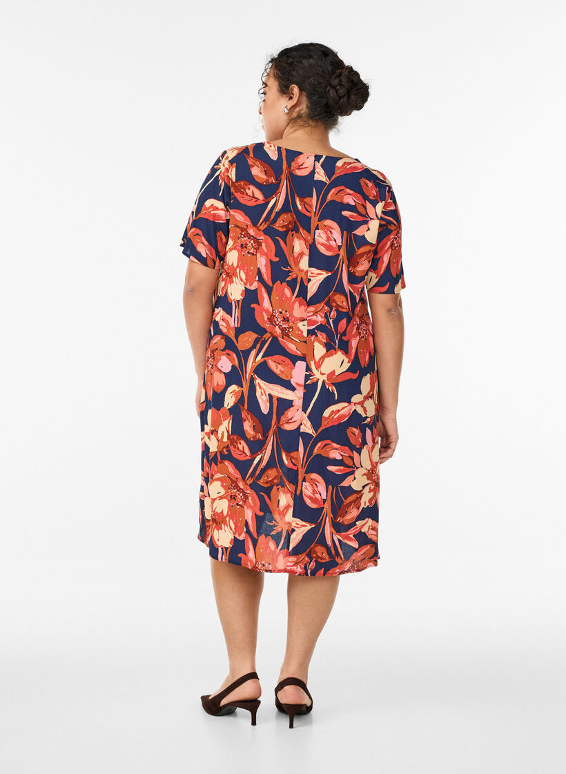 Wiskozowa sukienka o linii A, Pomarańczowy, Model image number 2