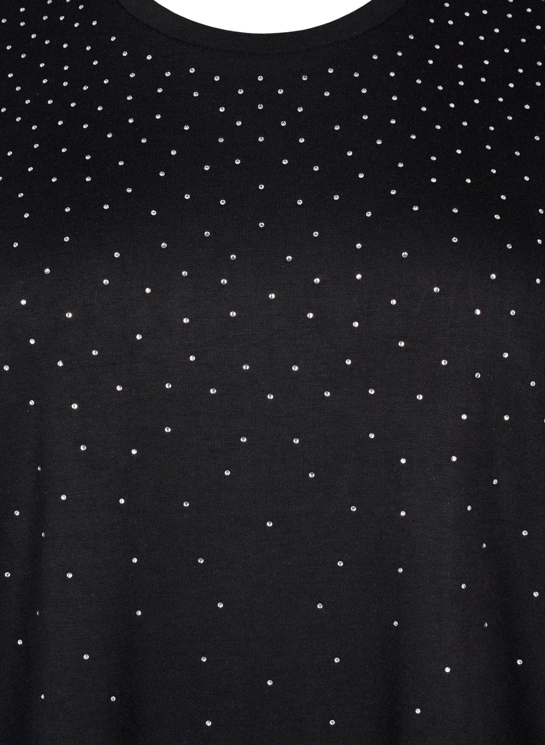 ZizziT-shirt z dzetami i okraglym dekoltem, Czarne, Packshot image number 2