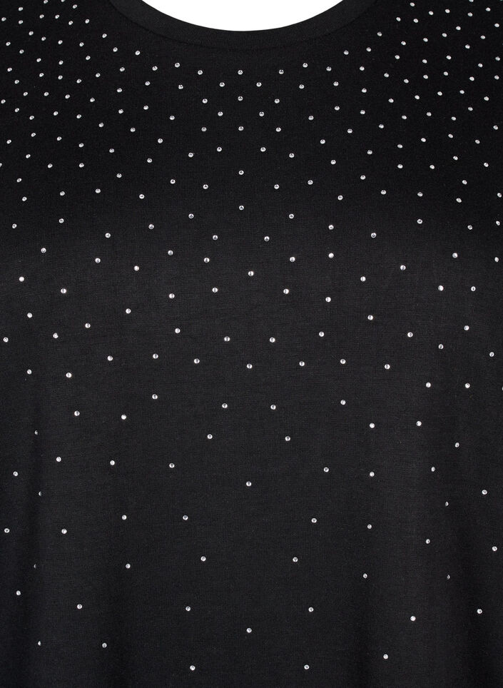 T-shirt z dzetami i okraglym dekoltem, Czarne, Packshot image number 2
