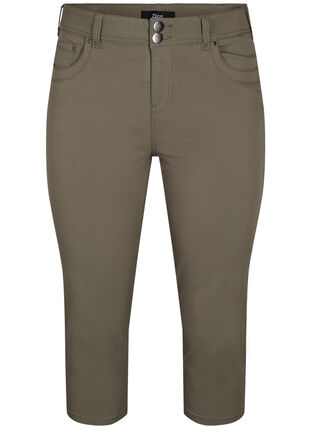 Dopasowane spodnie capri z mieszanki wiskozy, Dusty Olive, Packshot image number 0