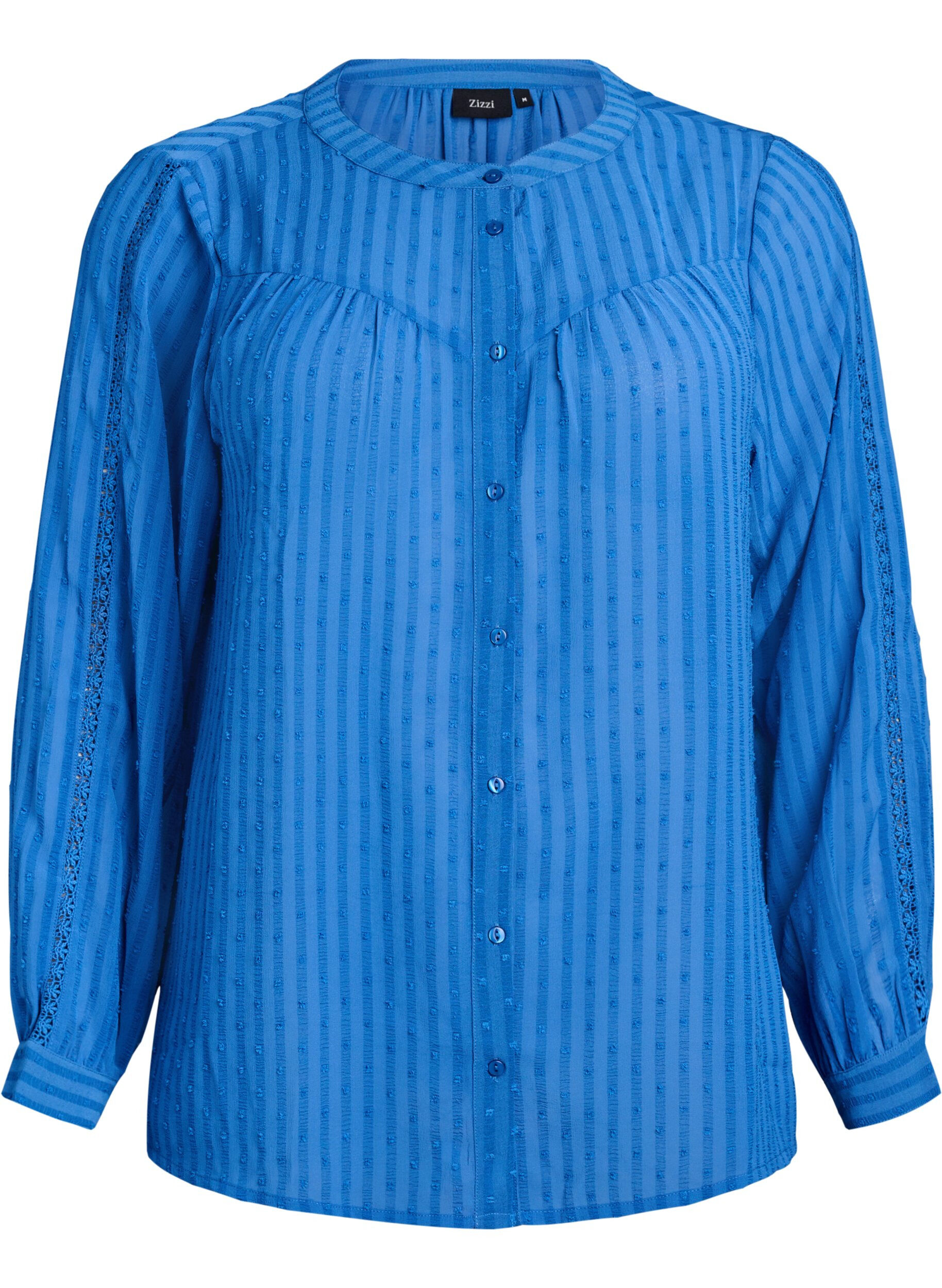 Koszula z teksturowanym wzorem w kropki i haftowanymi detalami