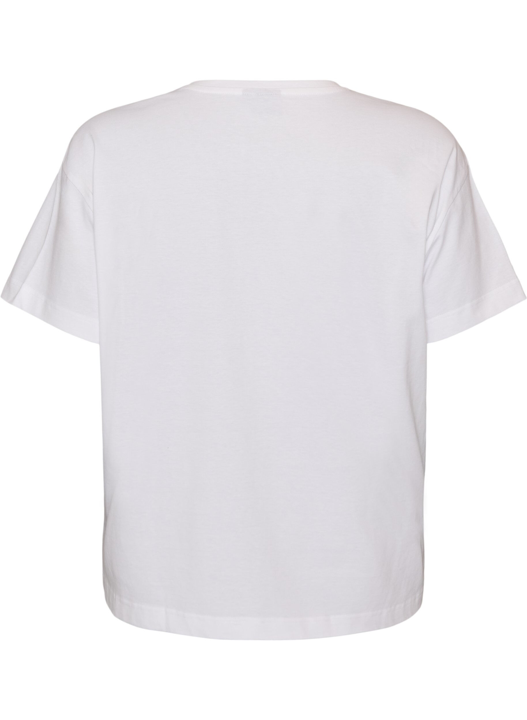 ZizziT-shirt z kr&oacute;tkim rekawem i nadrukiem ze 100 % bawelny, Biały, Packshot image number 1