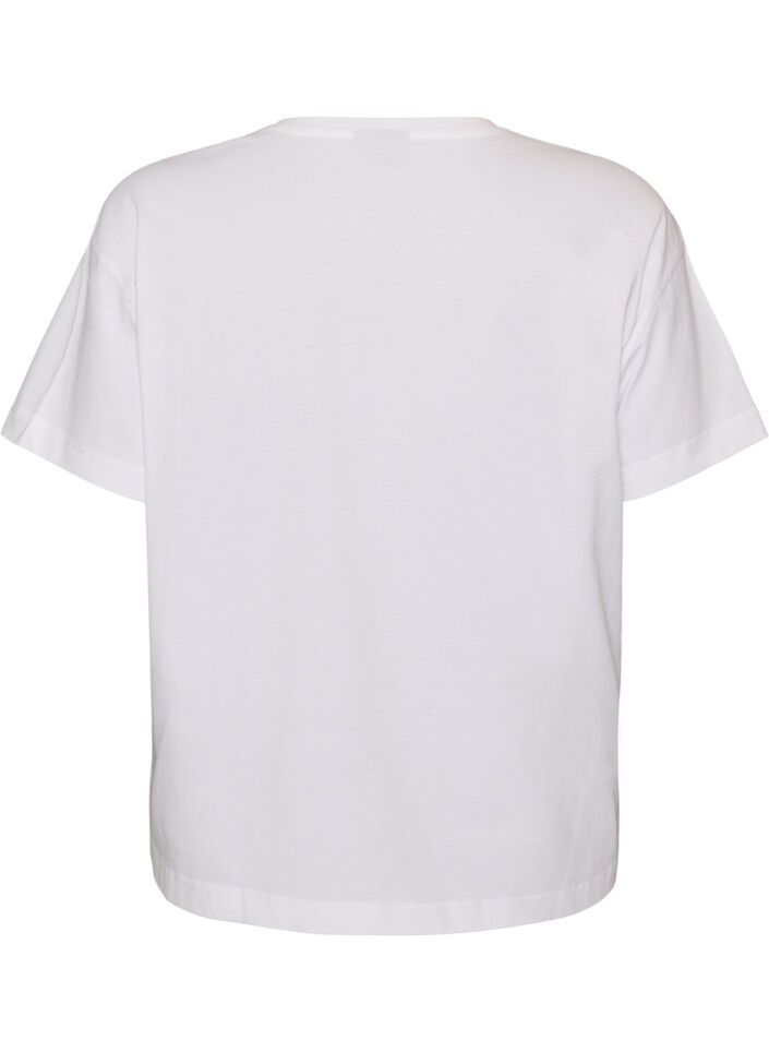 T-shirt z kr&oacute;tkim rekawem i nadrukiem ze 100 % bawelny, Biały, Packshot image number 1