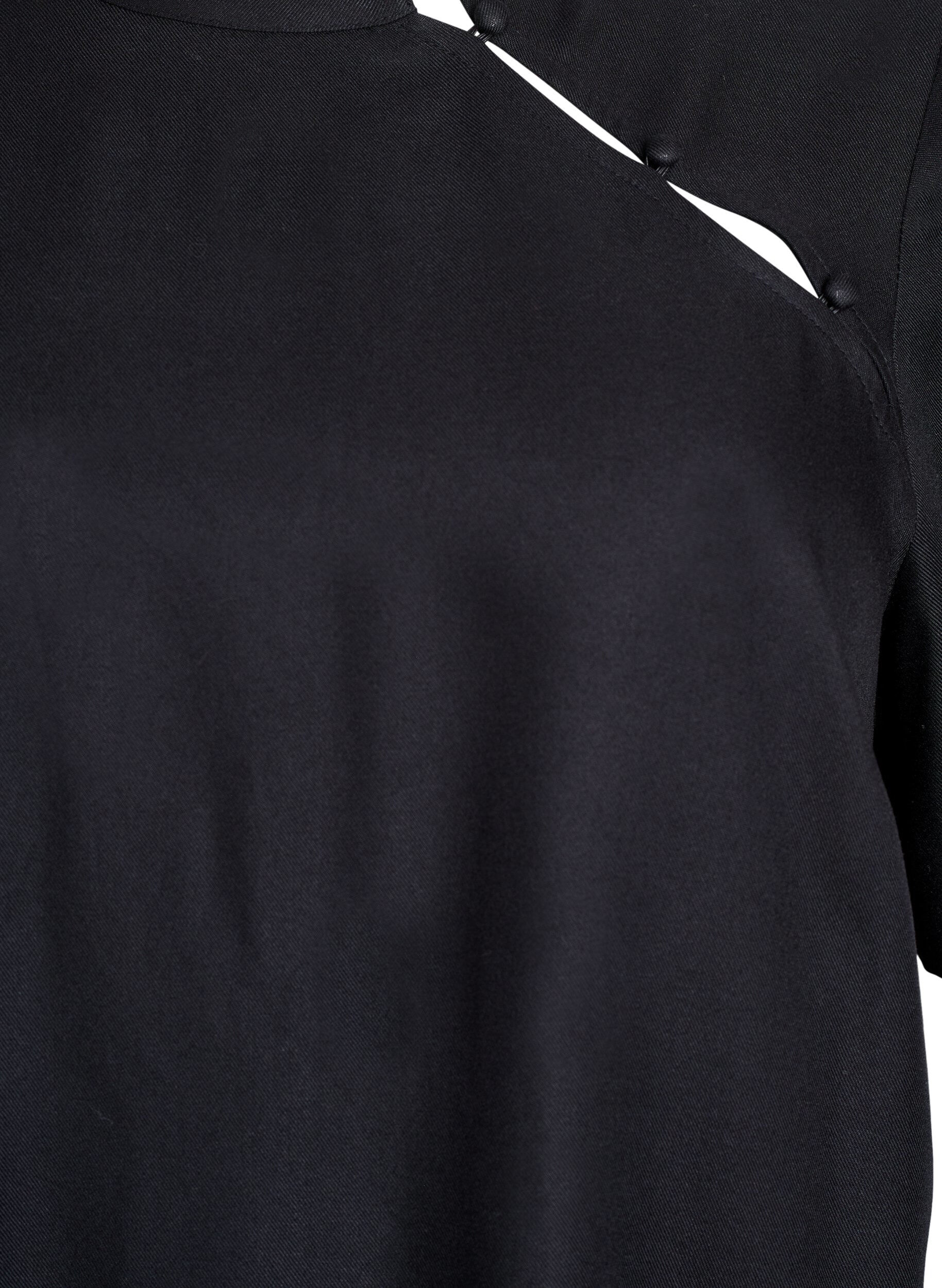 Zizzi Bluzka z kr&oacute;tkim rekawem i ukosnym zapieciem na guziki, Czarne, Packshot image number 2