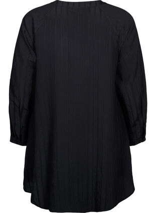 Dluga koszula z wiskozy ze struktura w paski, Black, Packshot image number 1