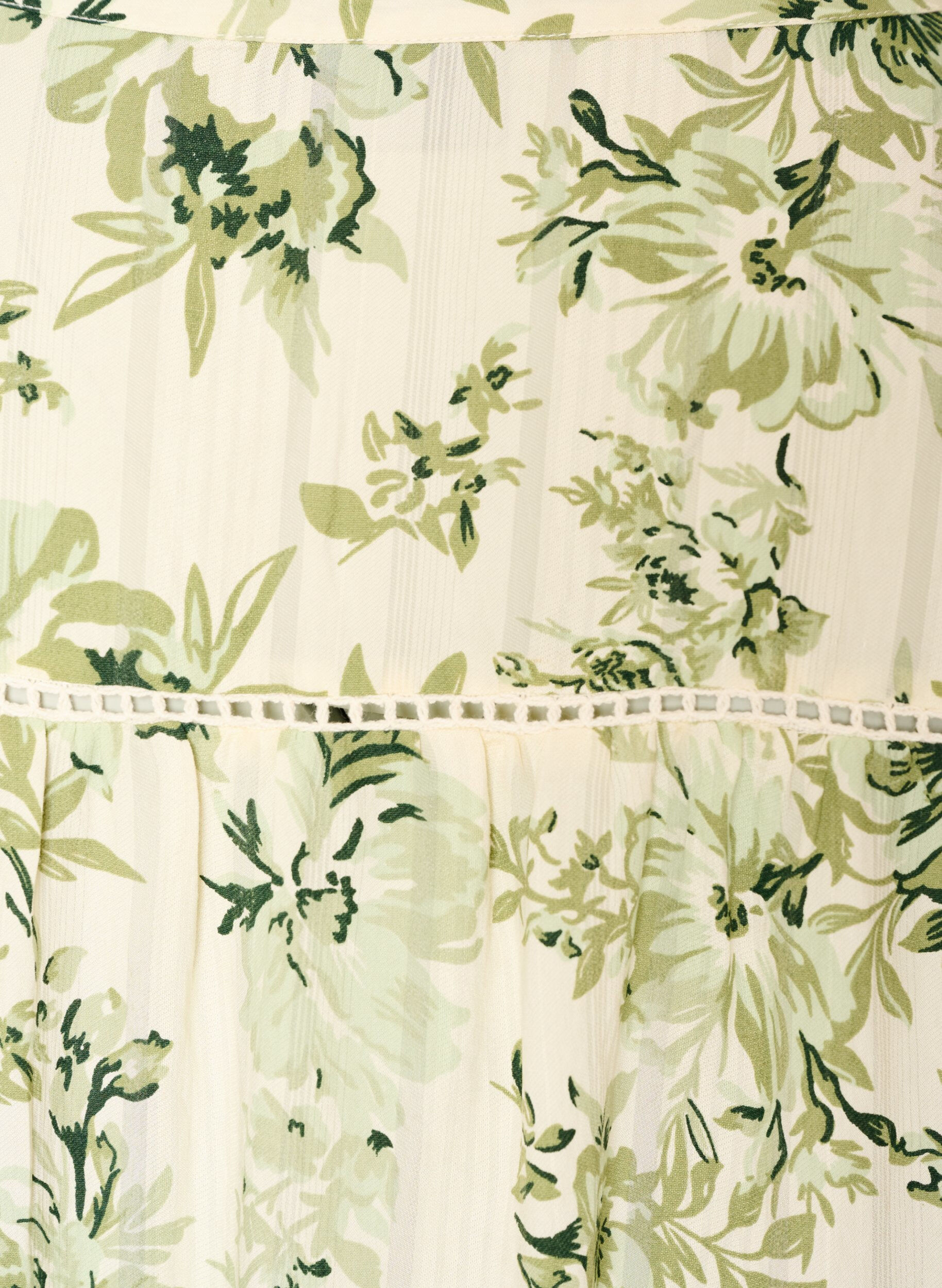 ZizziKr&oacute;tka, trapezowa sukienka z wiskozy z koronkowym wykonczeniem, Zielony, Packshot image number 3