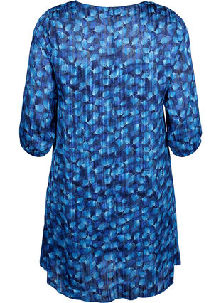 Sukienka z dekoltem w szpic i rekawami 3/4 z nadrukiem, Navy Blazer Leaf AOP, Packshot image number 1