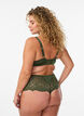 Stringi hipsterskie z koronka i microfibre, Zielony, Model image number 1