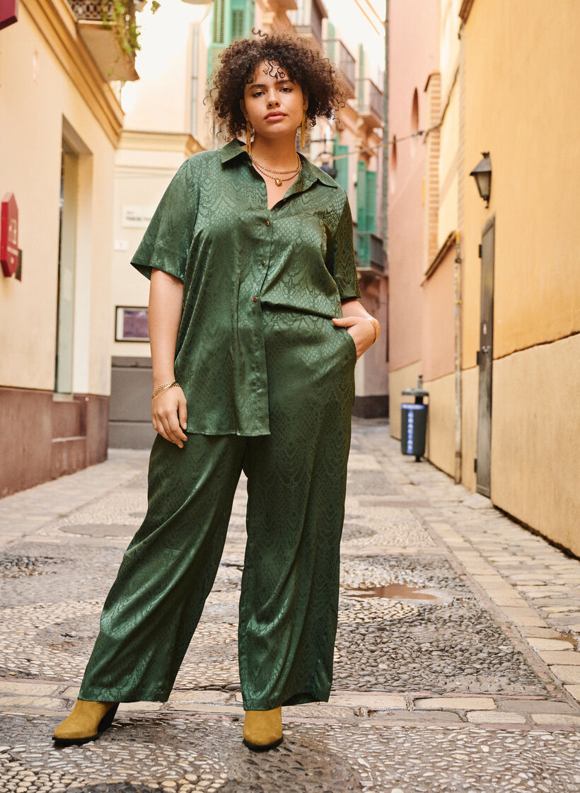 Spodnie z teksturowanym wzorem, Duck Green, Image