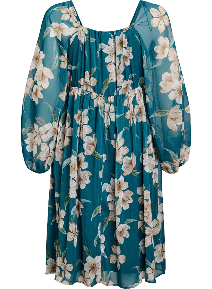 Szyfonowa sukienka imprezowa z dlugim rekawem, Zielony, Packshot image number 1